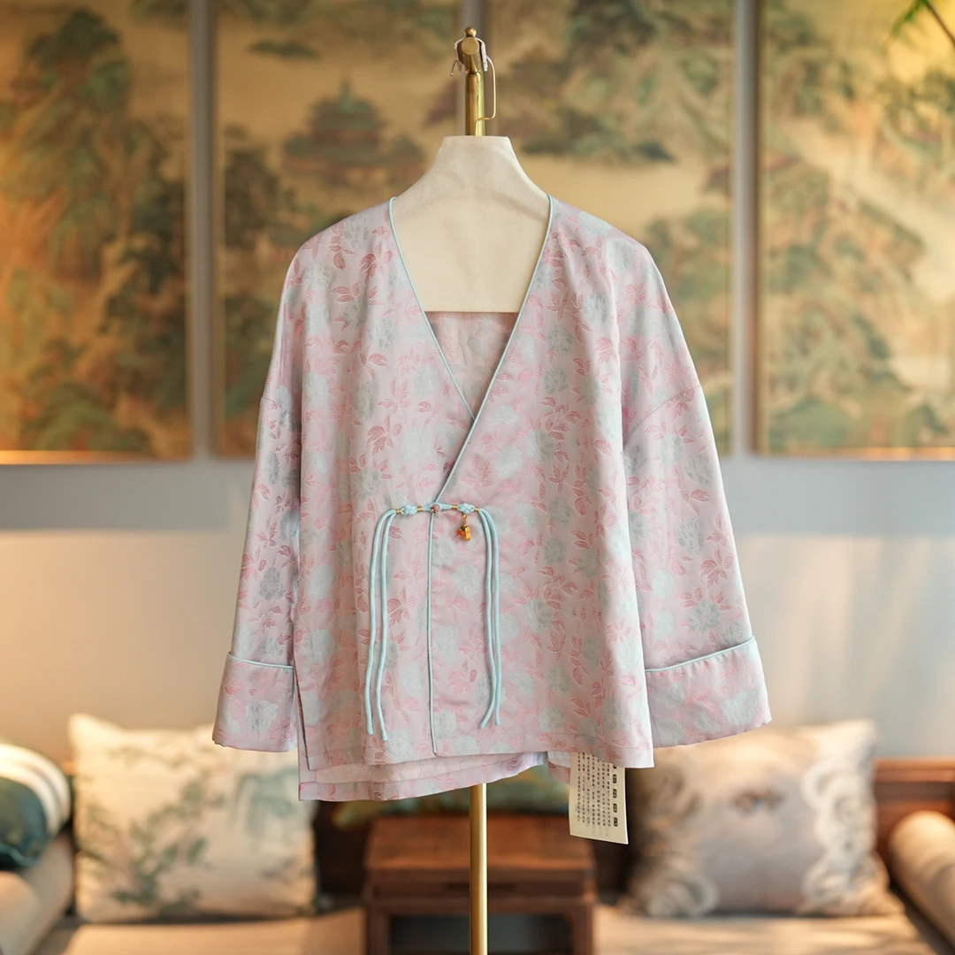 蓝大【花渡】桑蚕丝新中式长袖外套6421