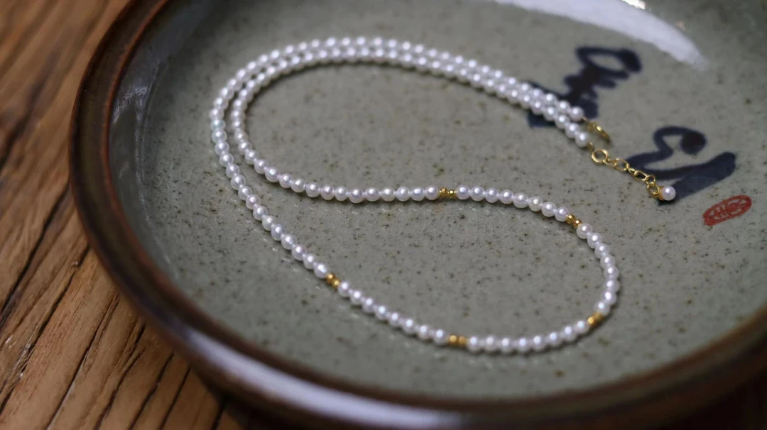 18K淡水珍珠锁骨链（总长45cm）