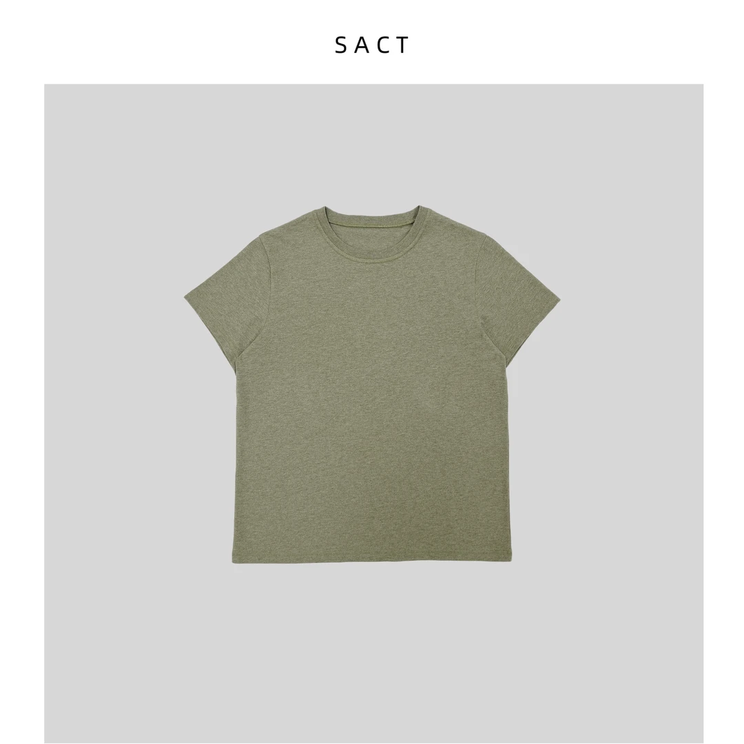 春夏爆款纯色棉质复古简约圆领t恤女士休闲百搭时尚短袖DB1225