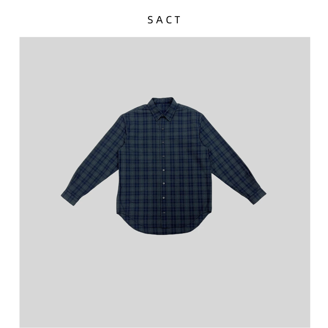 2024年春夏爆款美式复古长袖格子衬衫女士潮流休闲棉质衬衫DB1224