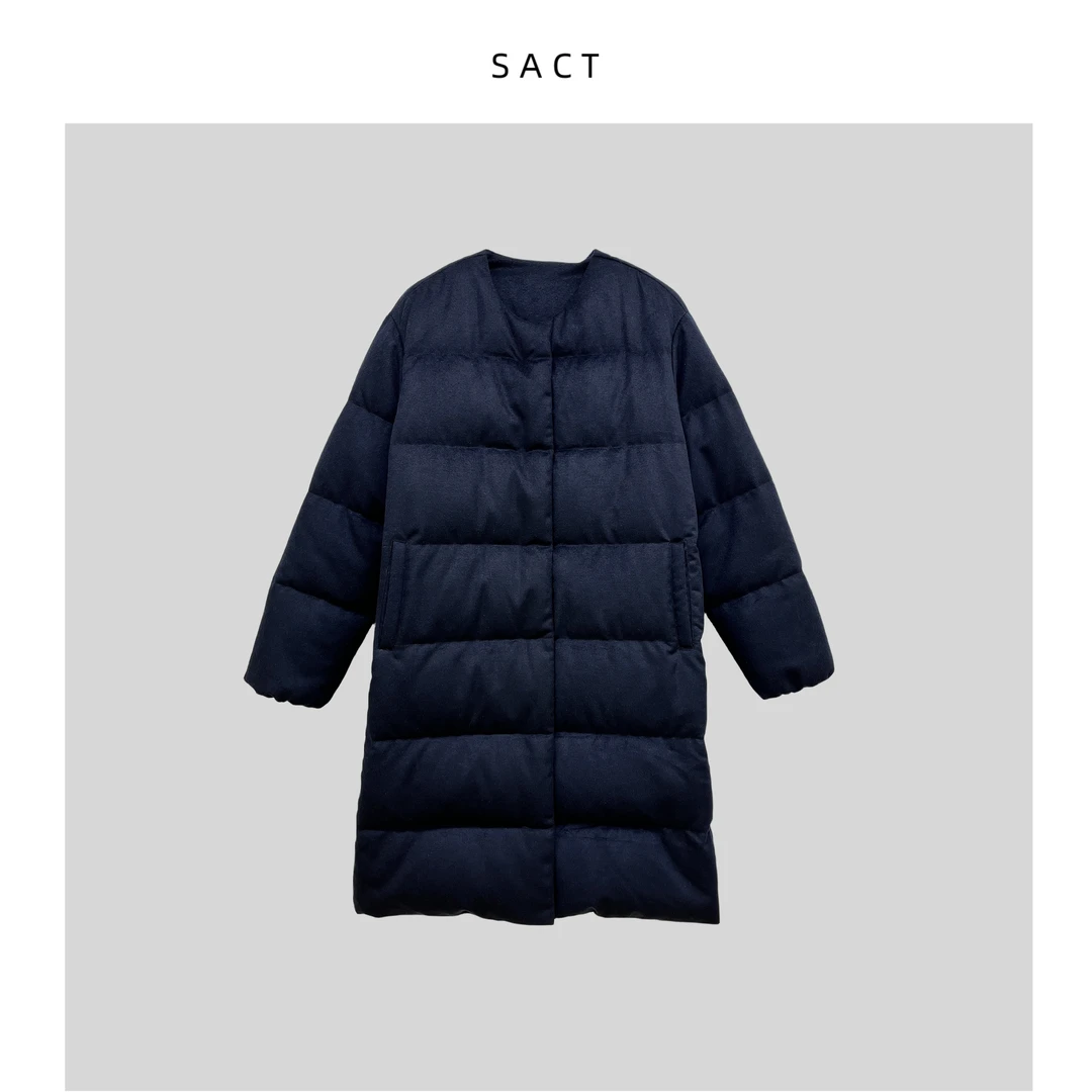 冬季爆款中长款绗线单排扣羽绒服女轻薄保暖简约百搭鹅绒服DB1168