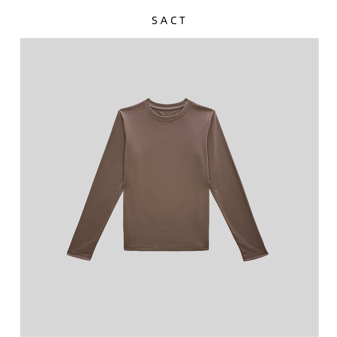 秋冬爆款休闲纯色简约圆领长袖打底衫洋气百搭显瘦T恤DB1082