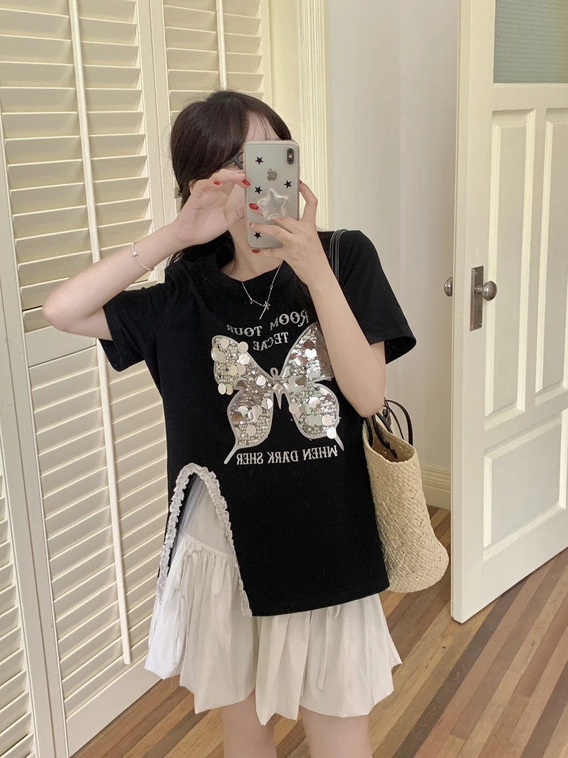 大码微胖2024女装新款洋气减龄夏日清爽短袖上衣