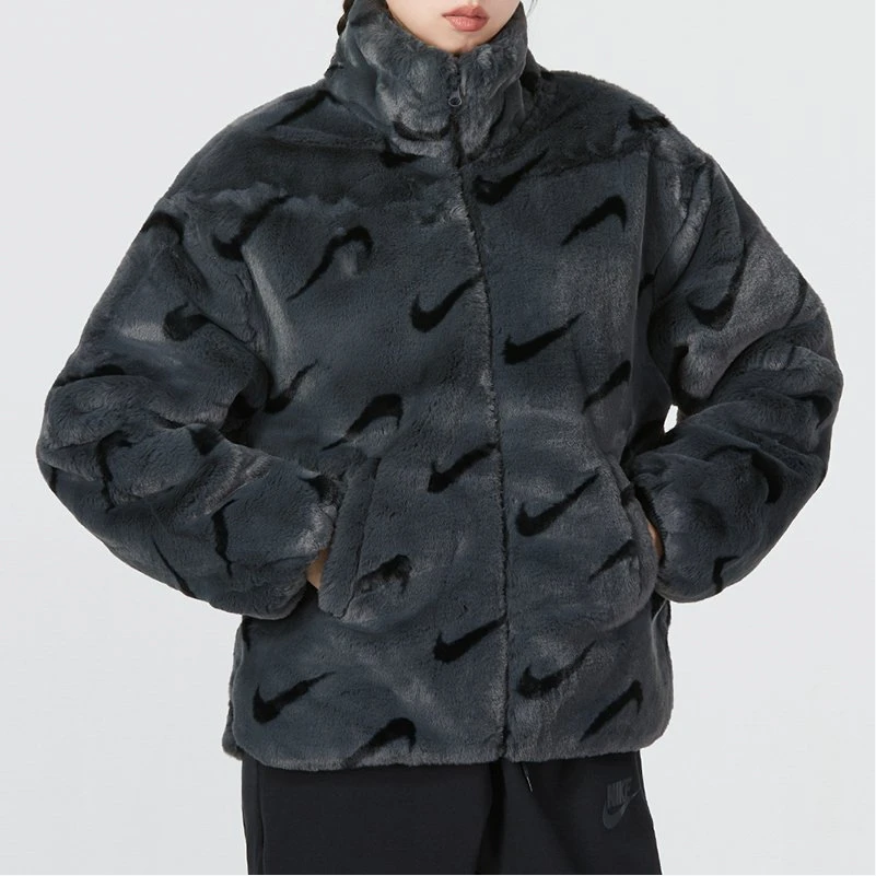 NIKE/耐克女装2024春新款保暖加厚毛绒休闲防风外套DQ6843-070