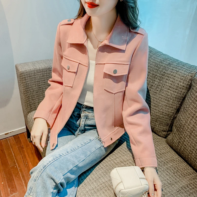 2025春秋新款时尚气质机车短外套拉链夹克修身小个子百搭女上衣潮