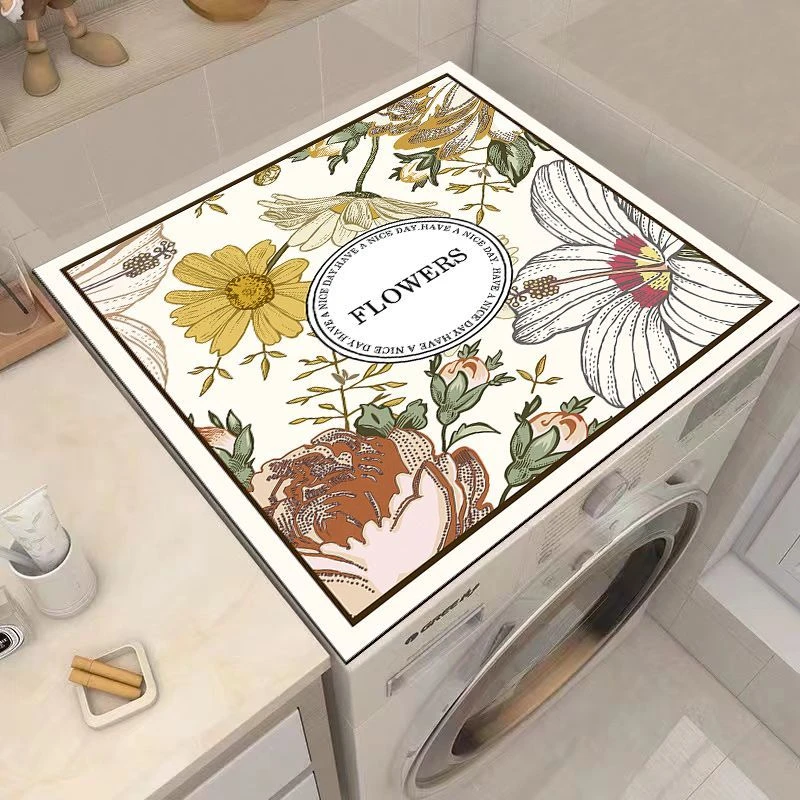 硅藻泥滚筒洗衣机盖垫美式冰箱微波炉防尘罩吸水速干床头柜盖巾垫