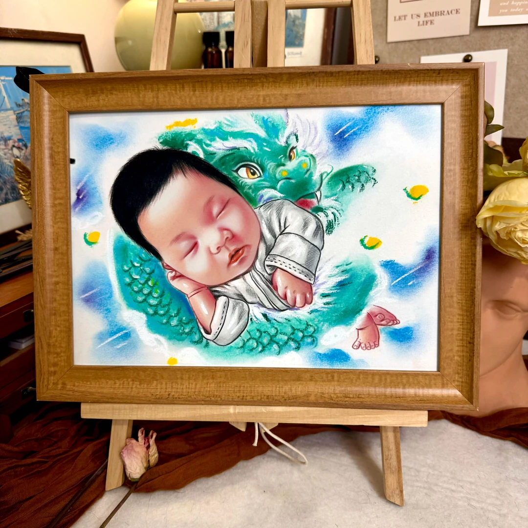 生肖（龙）系列-宝宝胎毛画定制胎毛发纪念品新生婴儿满月百天纪念