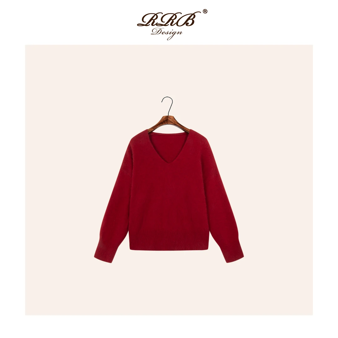 RRB Design「长期主义」浣熊毛绵羊毛混纺时髦显背薄V领针织衫