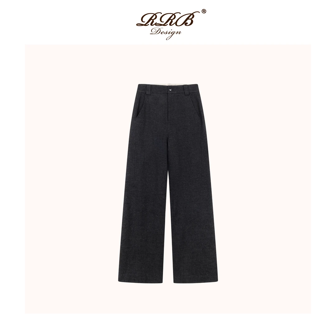 RRB Design 「智性通勤」加厚保暖羊毛混纺百搭显瘦深色休闲裤