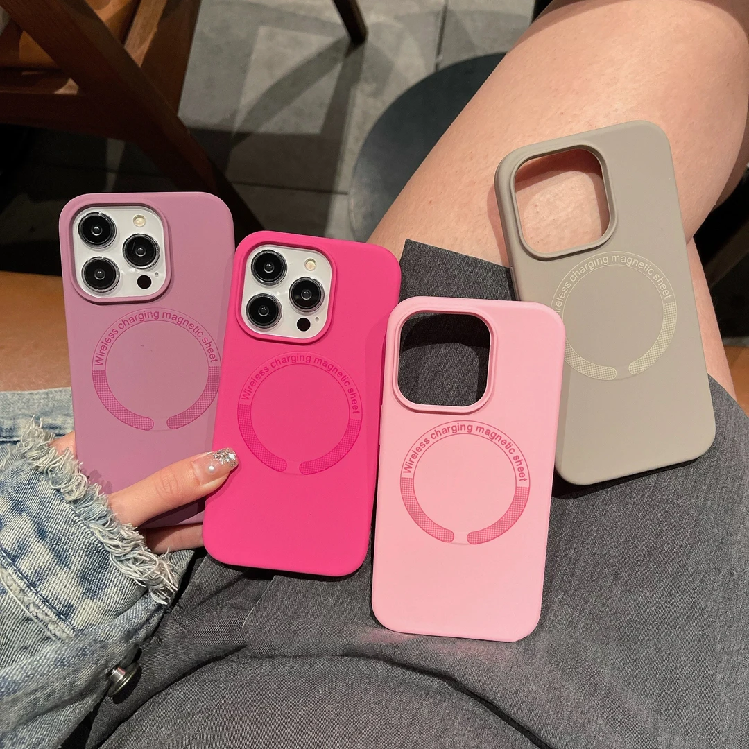 网红多色简约磁吸适用苹果15/14手机壳iPhone13/12男11女KK壳