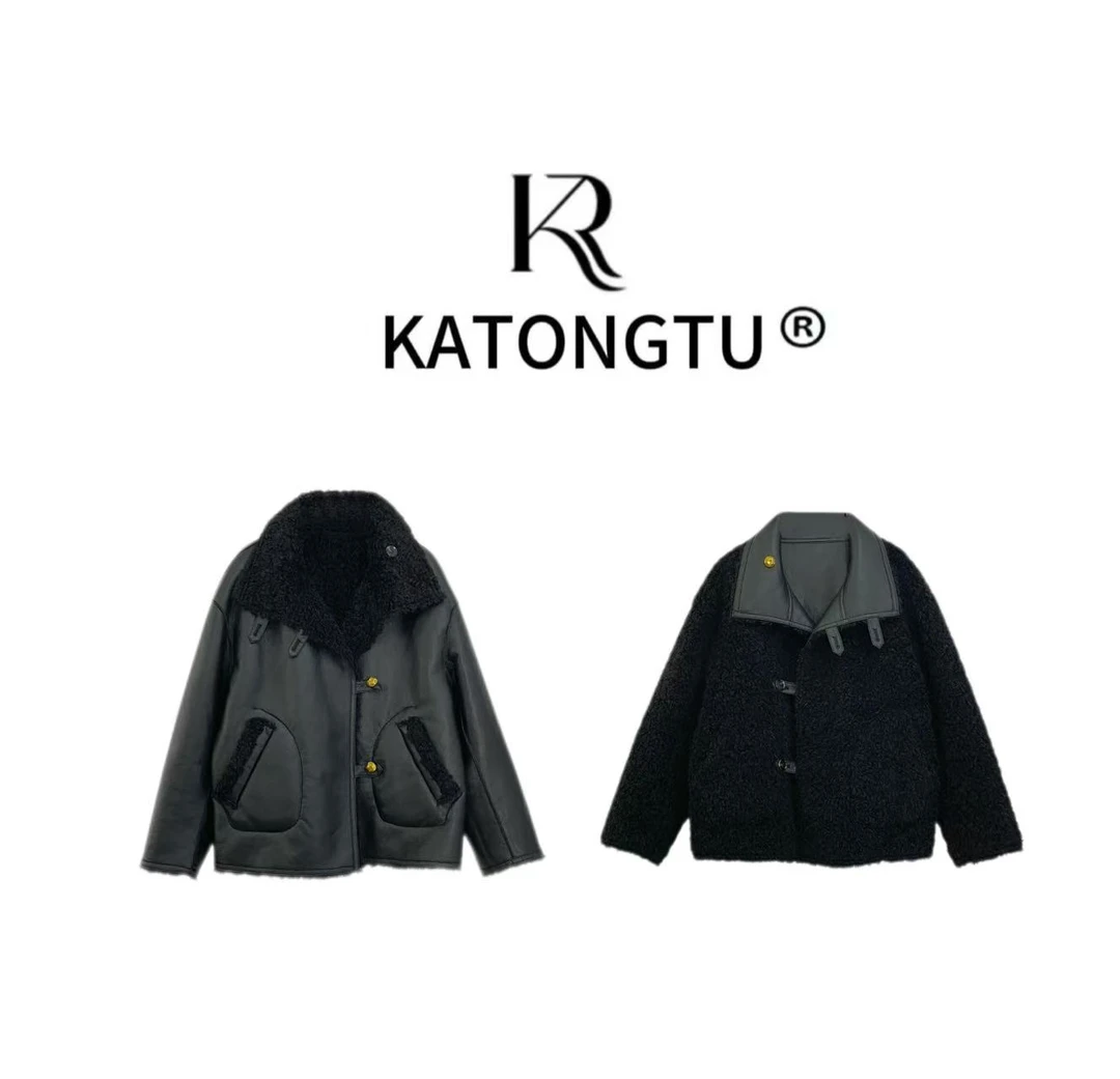 katongtu/【两面穿】冬季新款气质时尚皮毛短外套  YN24465