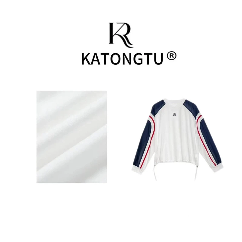 KATONGTU【轻松入夏】新款卡腰款撞色休闲时尚抽绳防晒长袖T YN1-71