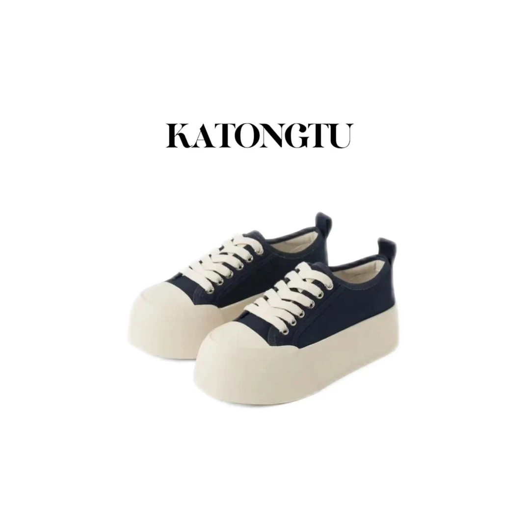 KATONGTU【帆布鞋】新款厚底系带休闲百搭时尚帆布鞋   SF458YN