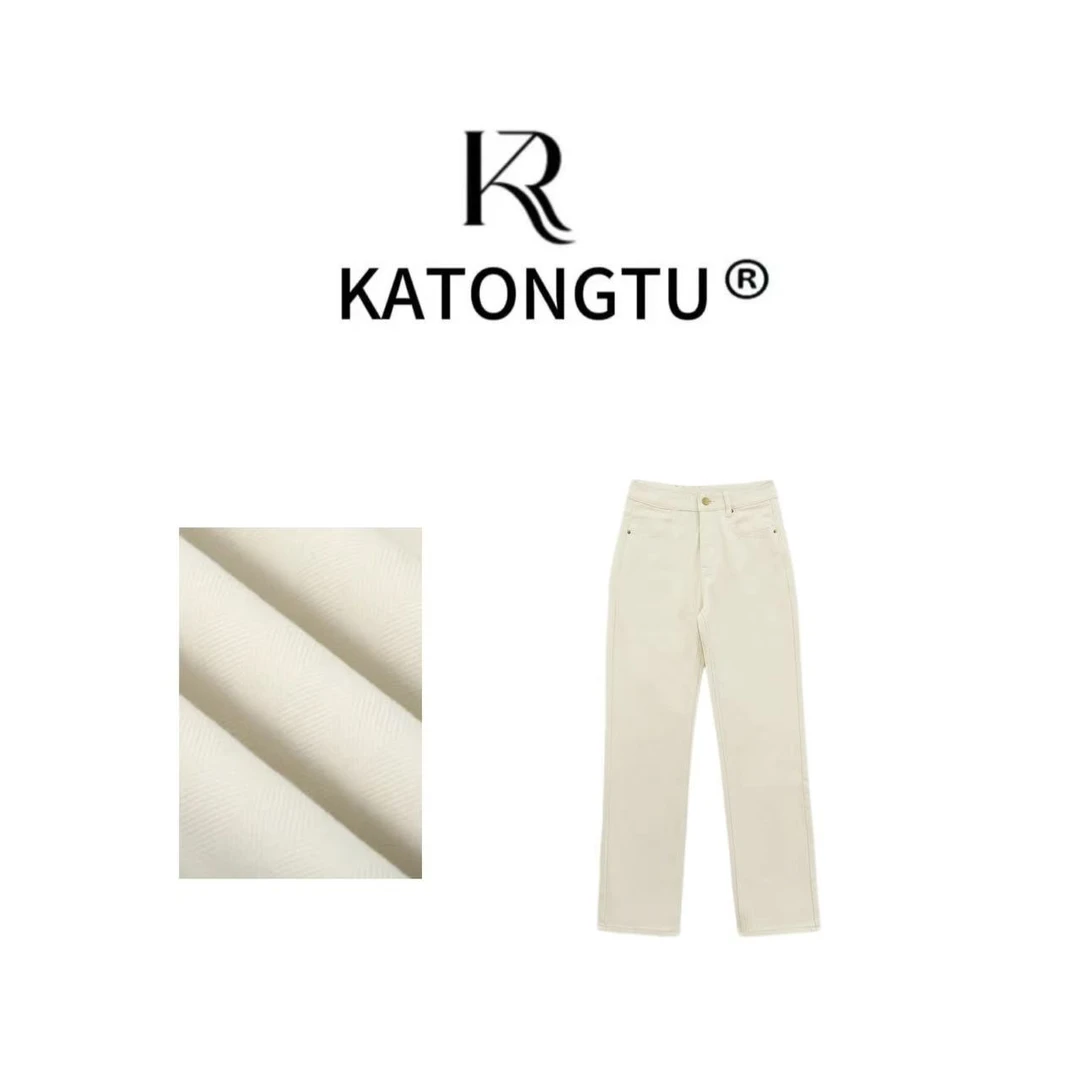 katongtu/【白松露】秋冬新款加绒显瘦直筒休闲牛仔裤  YN24451