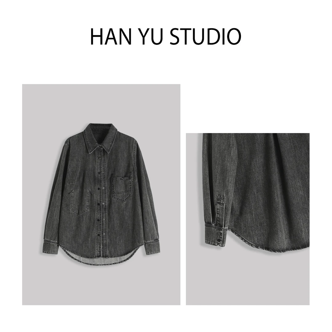 HAN YU  设计款水洗灰牛仔衬衣  2308A1284