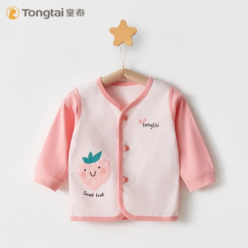 Tongtai/童泰宝宝纯棉对开内衣儿童秋衣单件上衣新生儿衣21J4127