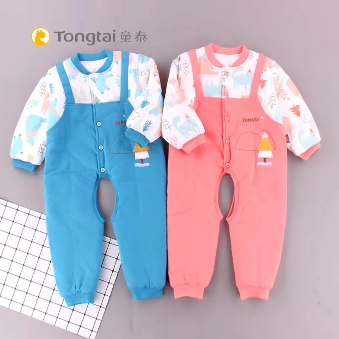 Tongtai/童泰婴儿男女宝宝加棉开裆连体衣哈衣14D3273