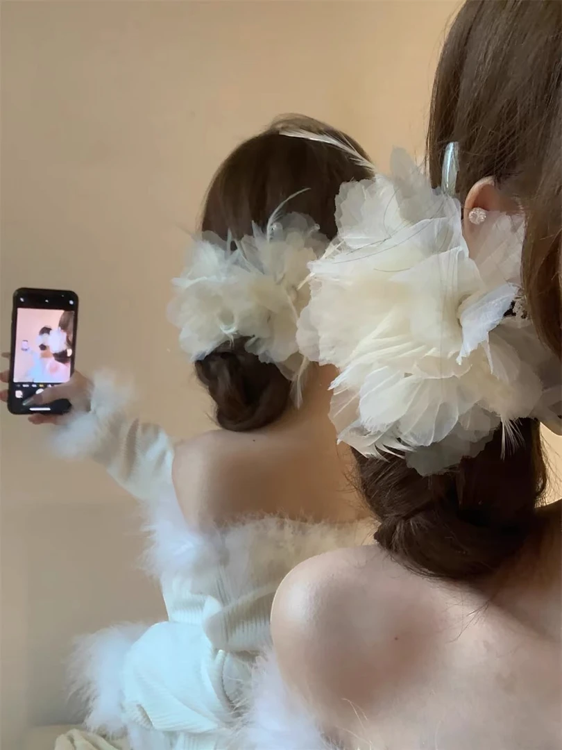 天鹅湖Princess Ballet！氛围感羽毛花朵抓夹