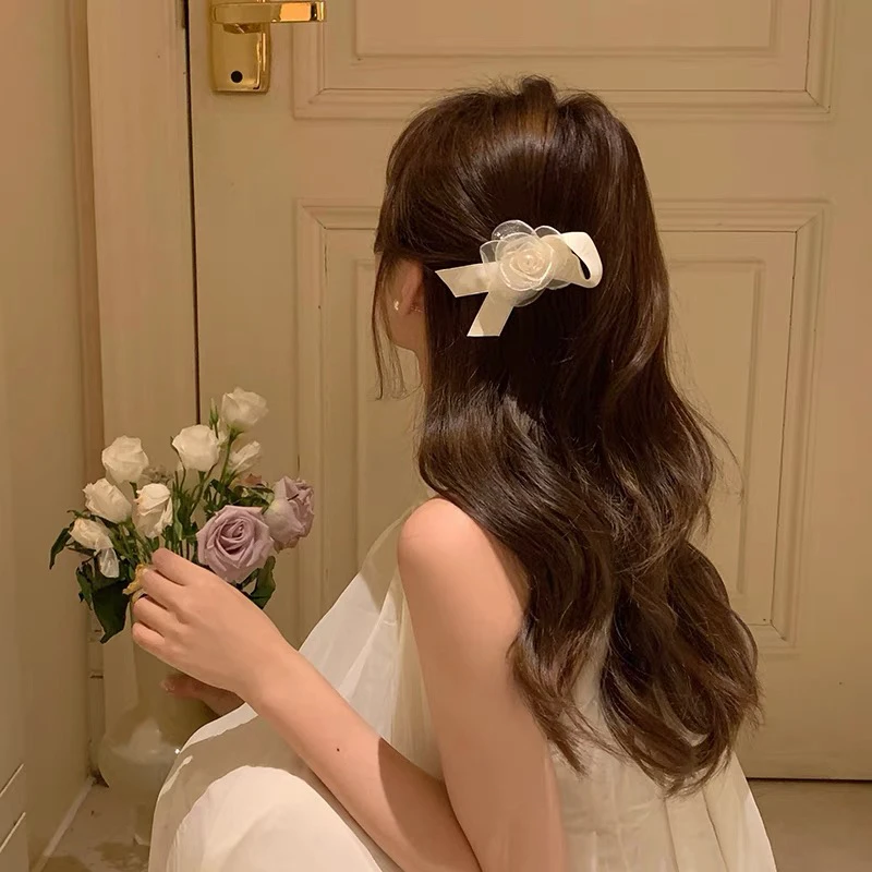 夏季花朵发夹珍珠发圈女侧边小夹子边夹头绳发绳绑发头花