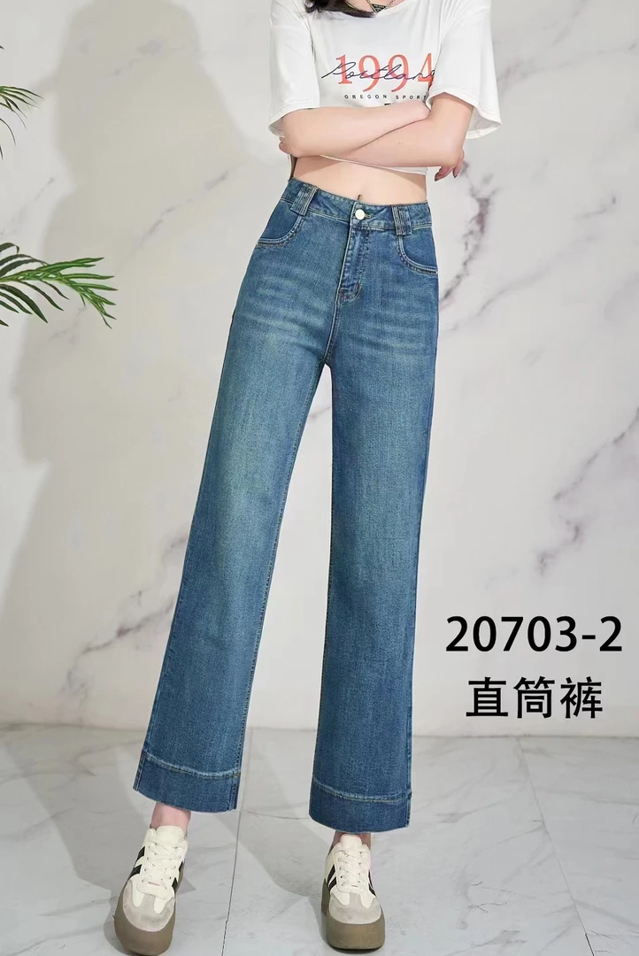 兰姐家20703蓝色时尚复古牛仔裤