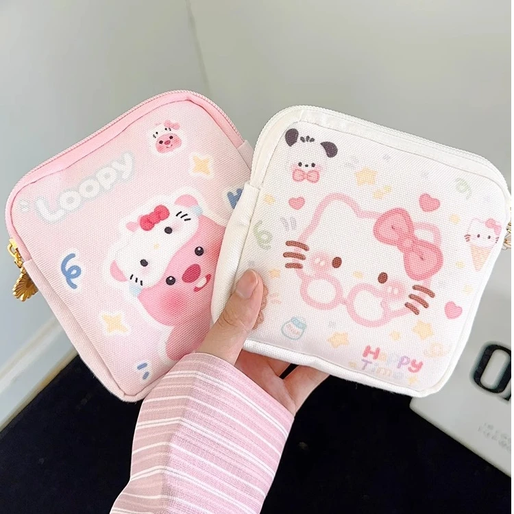 卡通卫生巾姨妈巾收纳包月事小包小巧便携可爱少女帆布包眼罩
