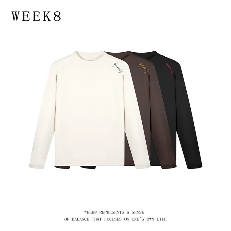 “WEEK"824磨毛双面绒刺绣宽松卫衣「cleanfit」保暖穿搭5882男装