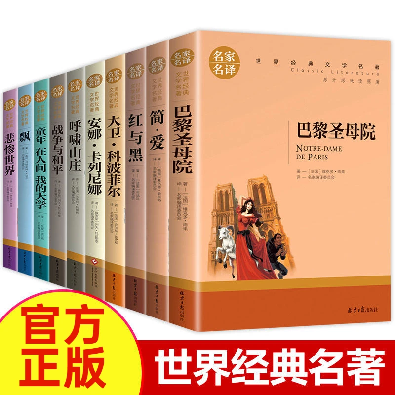 《巴黎圣母院》世界十大名著红与黑呼啸山庄悲惨世界战争与和平正版