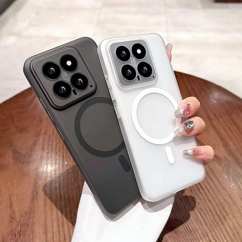 适用小米15手机壳肤感磁吸无线充精孔小米14pro防摔半透明保护壳