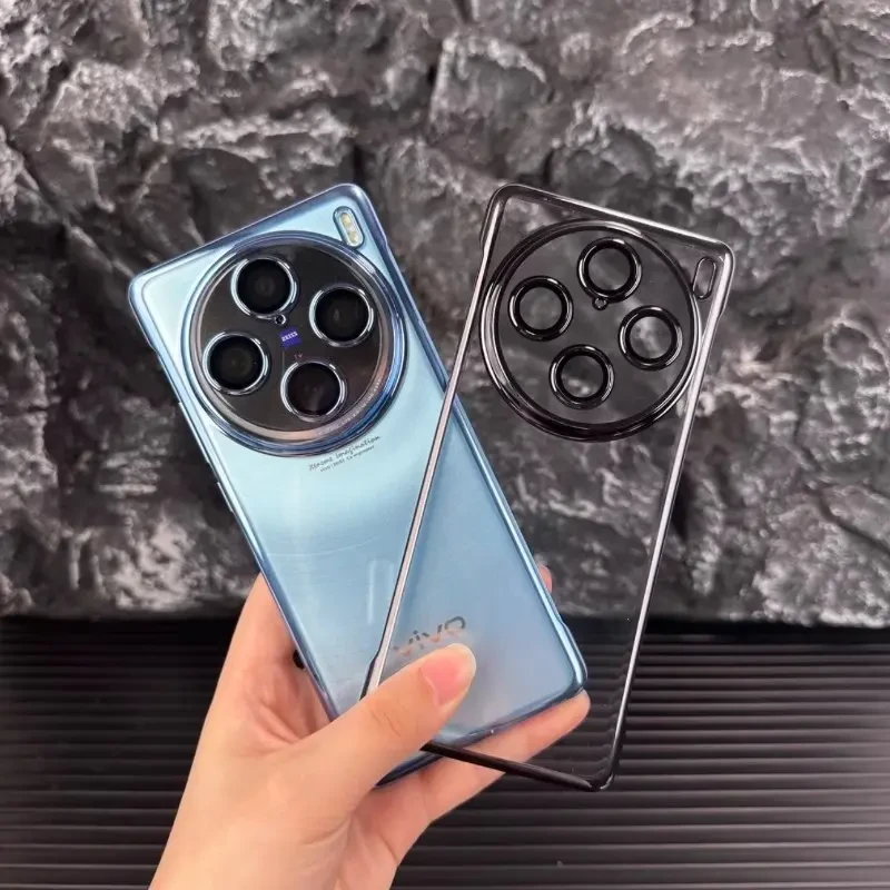 适用vivox200手机壳新款电镀无边框vivox100pro自带镜头膜保护壳