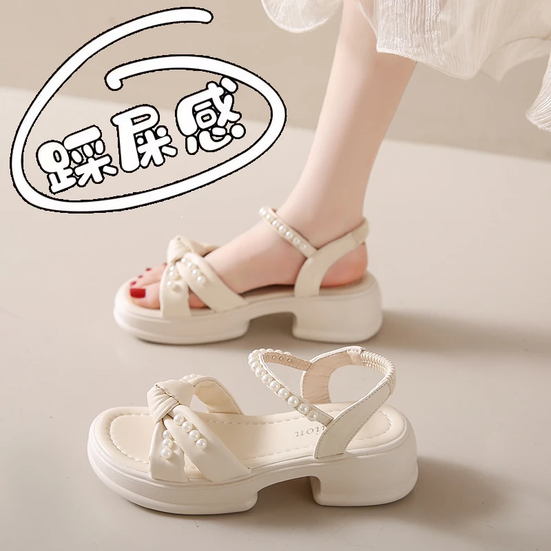 回力瑞外穿凉鞋女夏季2024年新款百搭厚底女鞋软底松紧带时装凉鞋