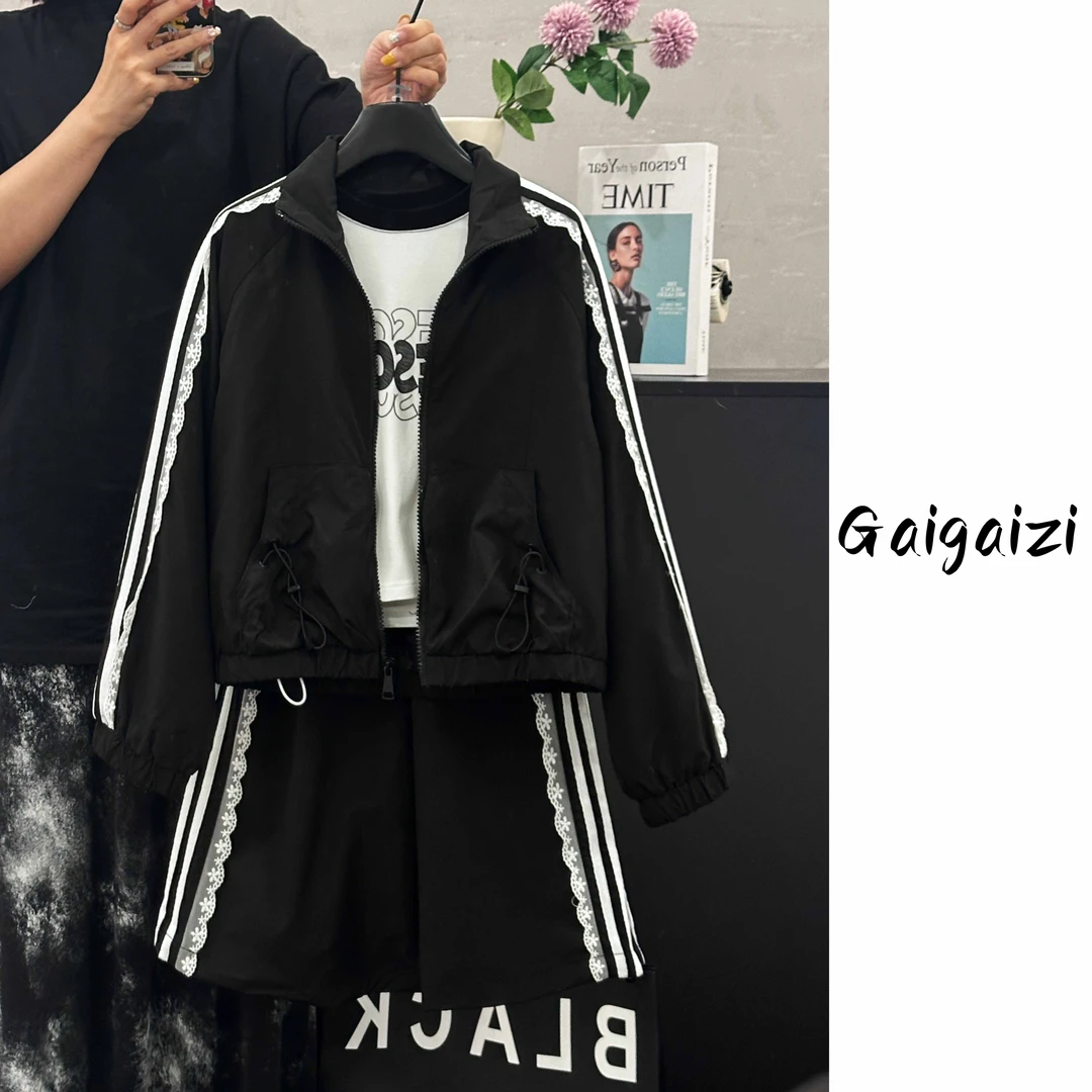 GZ-亲子装【缪里缪气】2024秋中大童立体刺绣外套+工装半身裙两件套