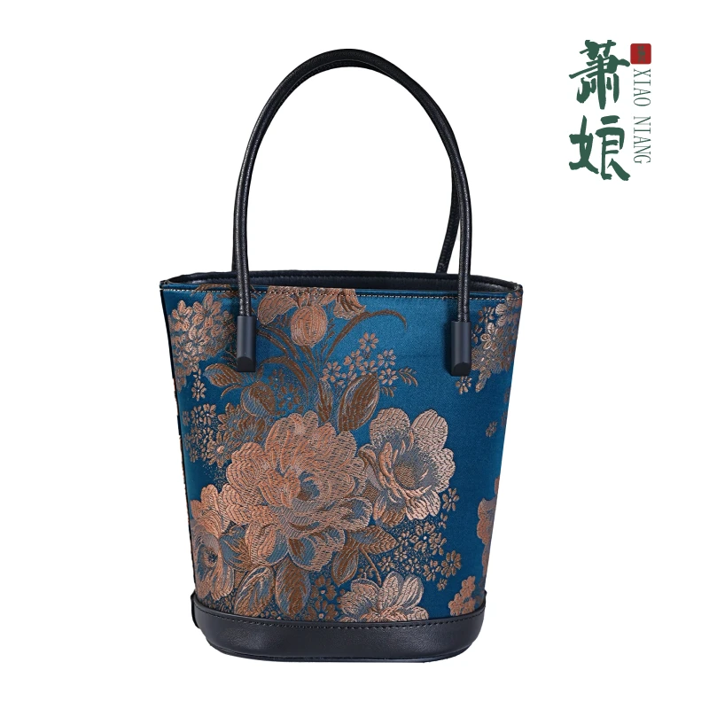 萧娘【手提包】织锦桑蚕丝女士时尚单肩经典百搭休闲轻奢手拎包2166