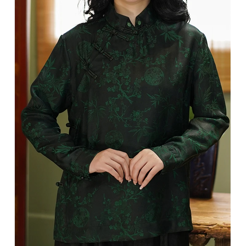 萧娘【梅竹】桑蚕丝日常时尚气质复古夏季新中式显瘦上衣中国风077