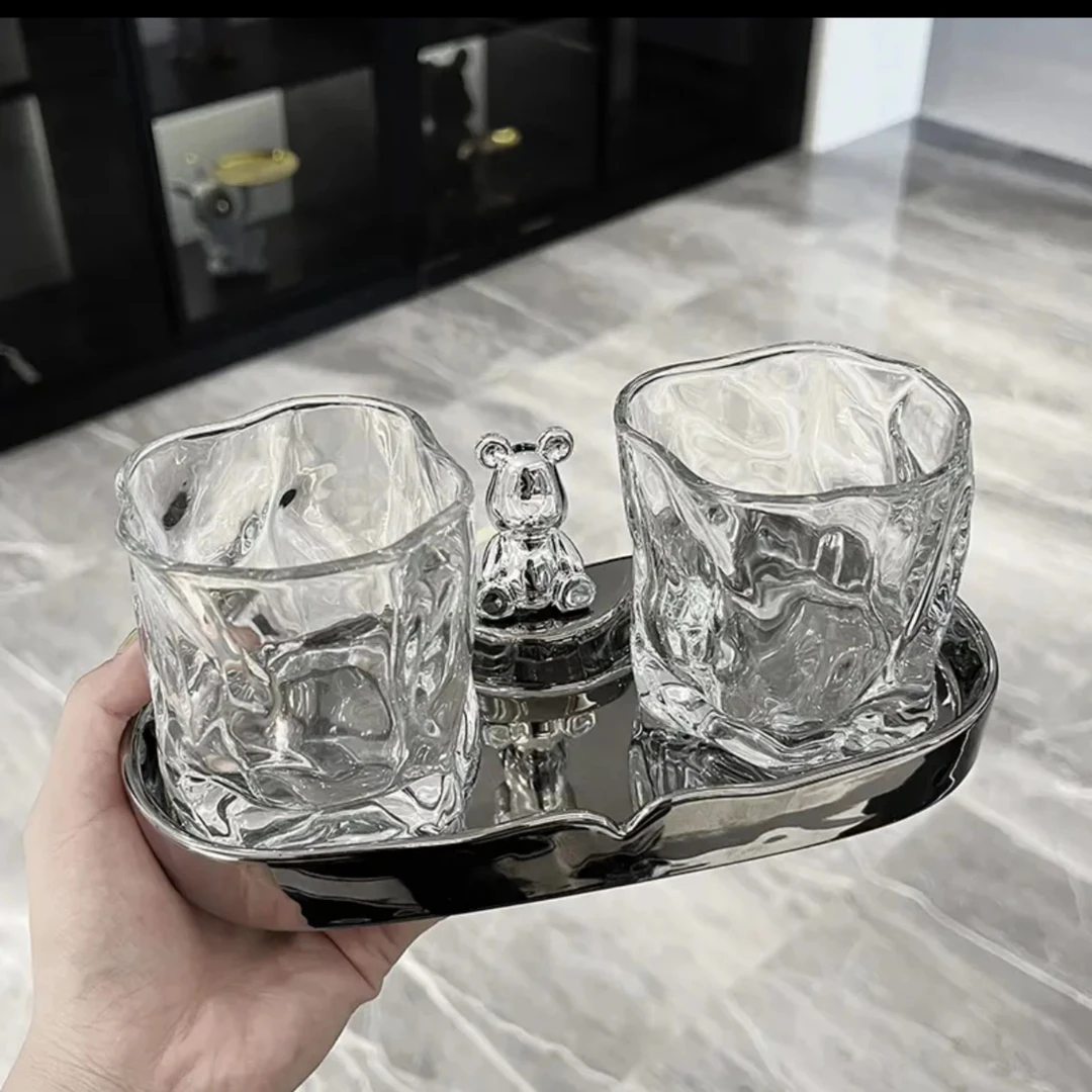 福尚家轻奢漱口杯ins风家用情侣洗漱刷牙杯耐热玻璃水杯套装