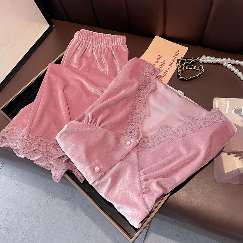 金丝绒睡衣女2025年新款秋冬季女套装冬天钻石绒长袖保暖家居服