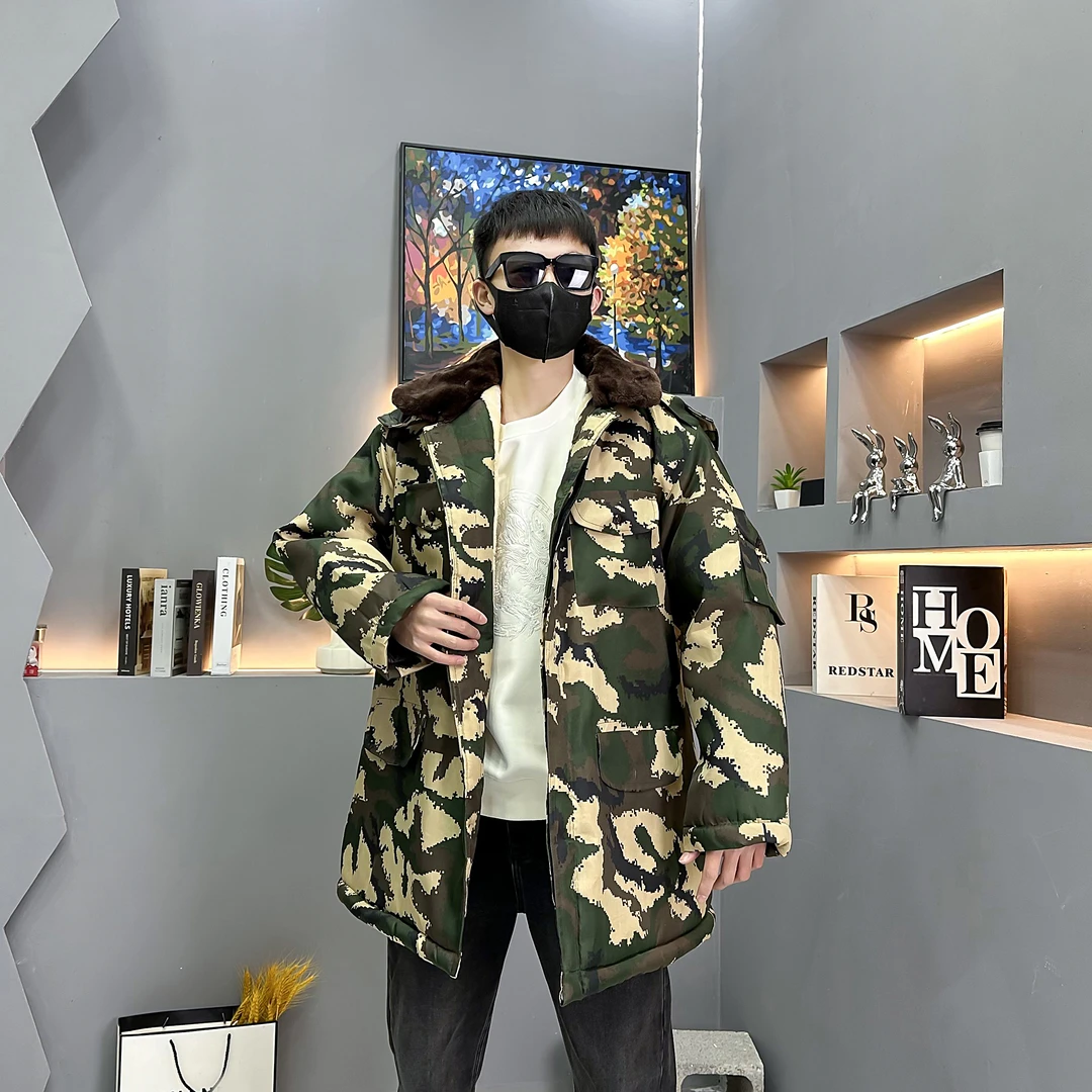 工作服中长款加绒迷彩冬季保暖冬季男士