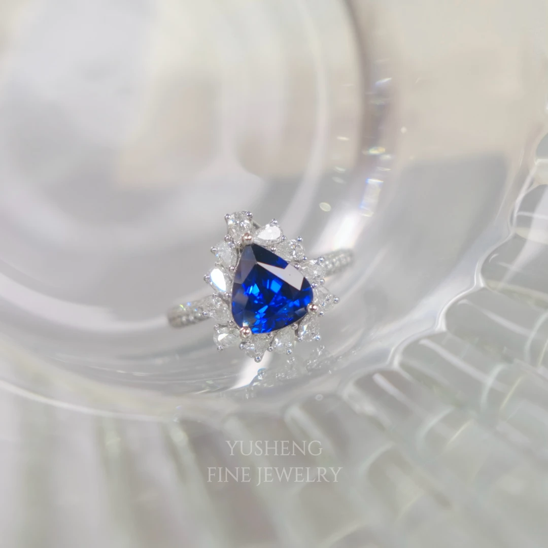 18K金镶嵌天然蓝宝石戒指 2.42 皇家蓝两戴 guild