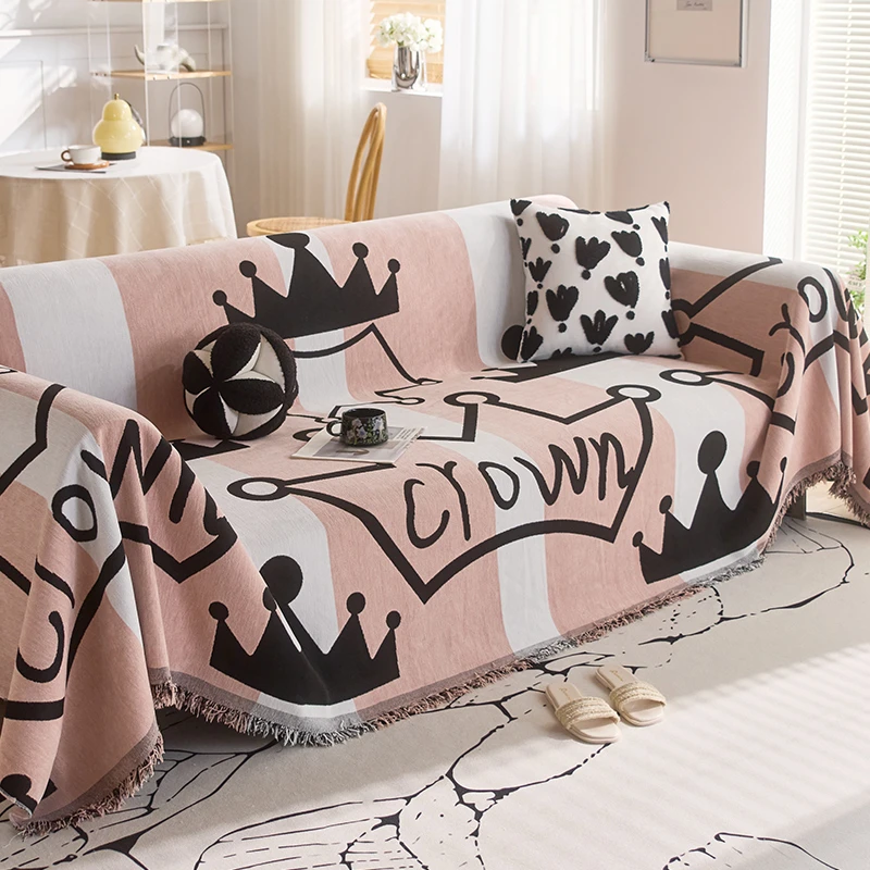 【黑色皇冠】新款加厚防猫抓万能通用型沙发巾一片式全盖雪尼尔
