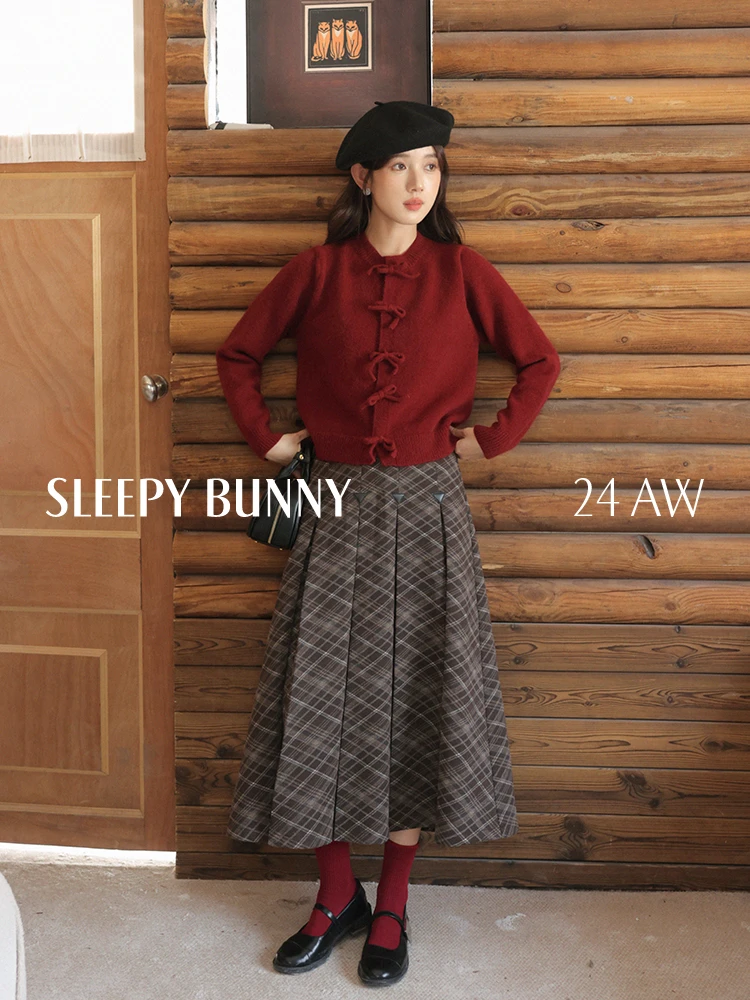 瞌睡兔 蝴蝶结设计感毛衣女秋冬季气质减龄宽松软糯叠穿圆领上衣