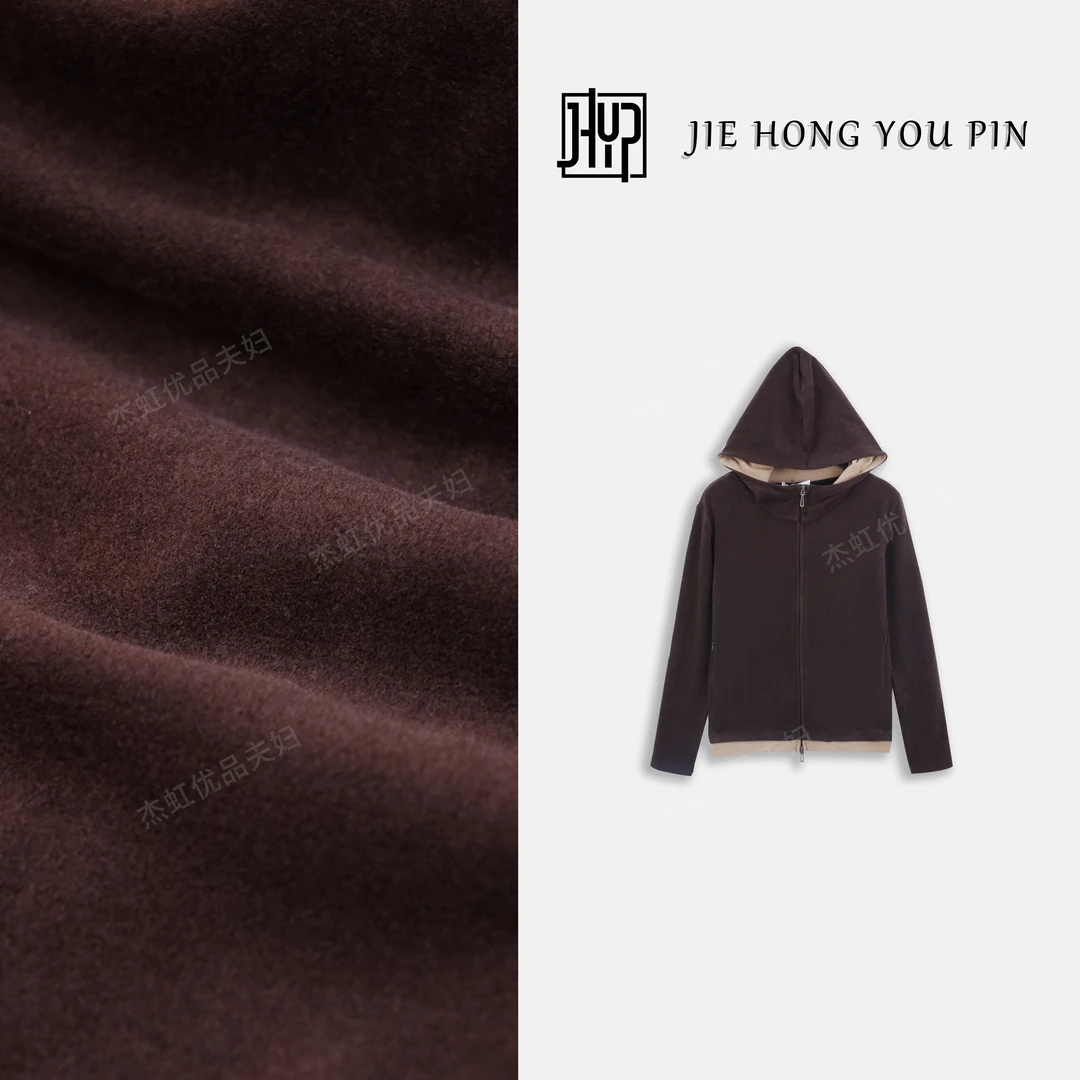 秋冬新款德绒气质简约连帽双面绒拼色拉链上衣卫衣女27732