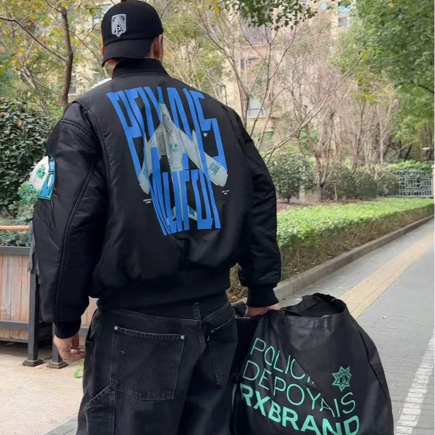 Rx博亚斯飞机bomber廓形3m新雪丽棉棉服-黑色