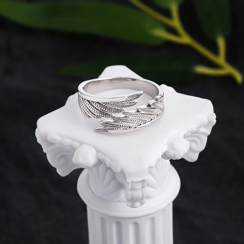 克兰茜 足银戒指 手工气质时尚百搭简约个性小众天使之翼戒指