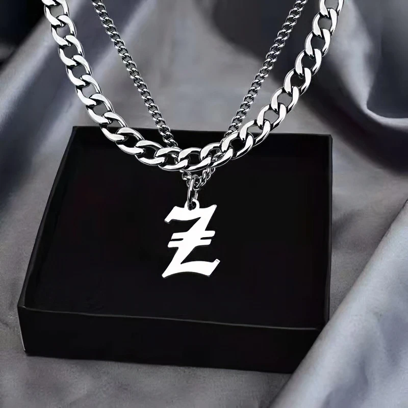 克兰茜 钛钢项链 字母男饰品首饰网红爆款配饰百搭ins小众毛衣链