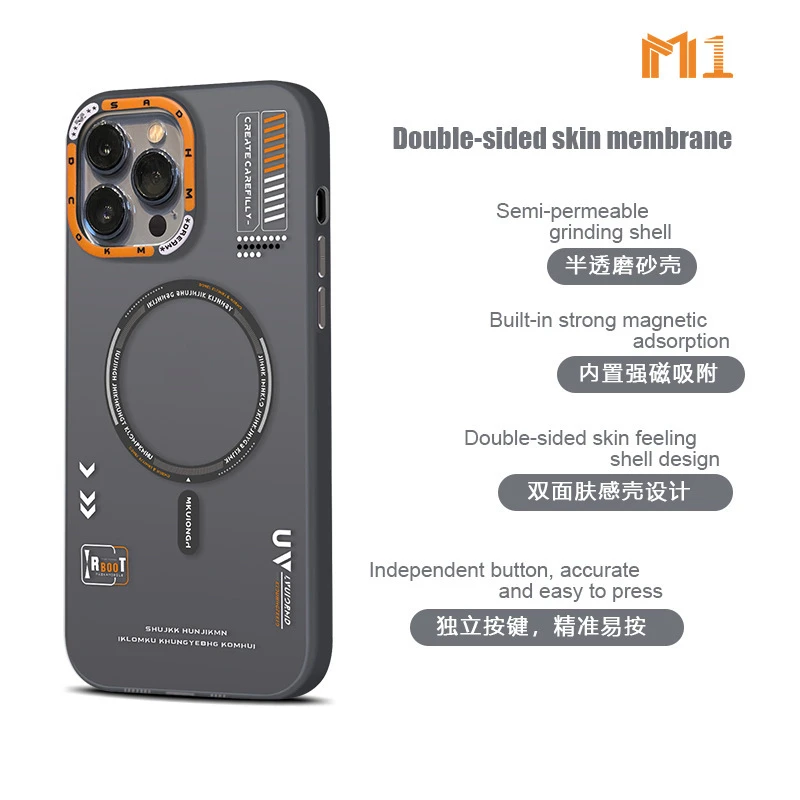 M1双面覆膜适用苹果15Pro磁吸手机壳磨砂肤感14/13防摔保护套
