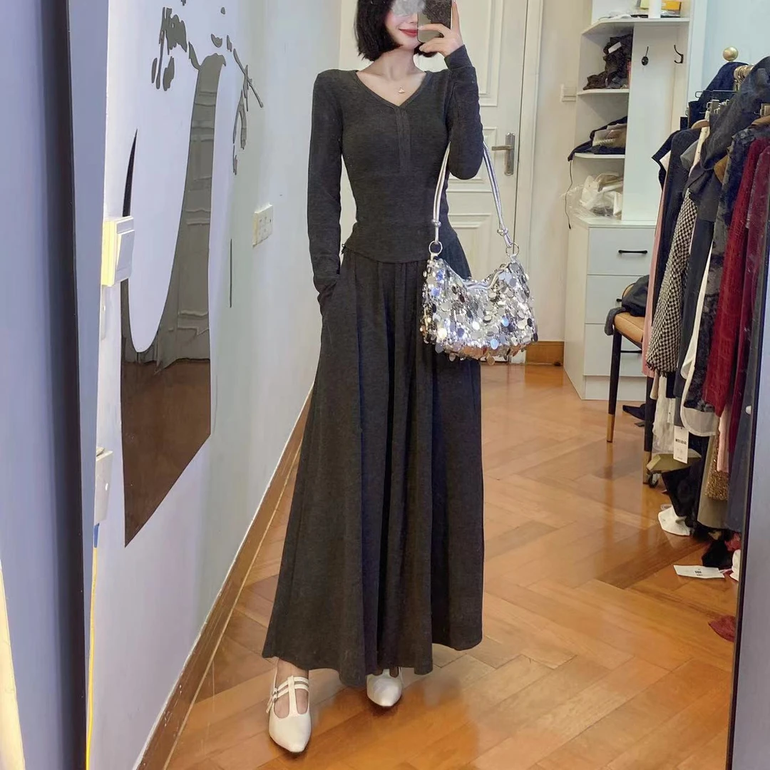 V领显瘦T百搭大摆半身裙省钱风潮品女装 825