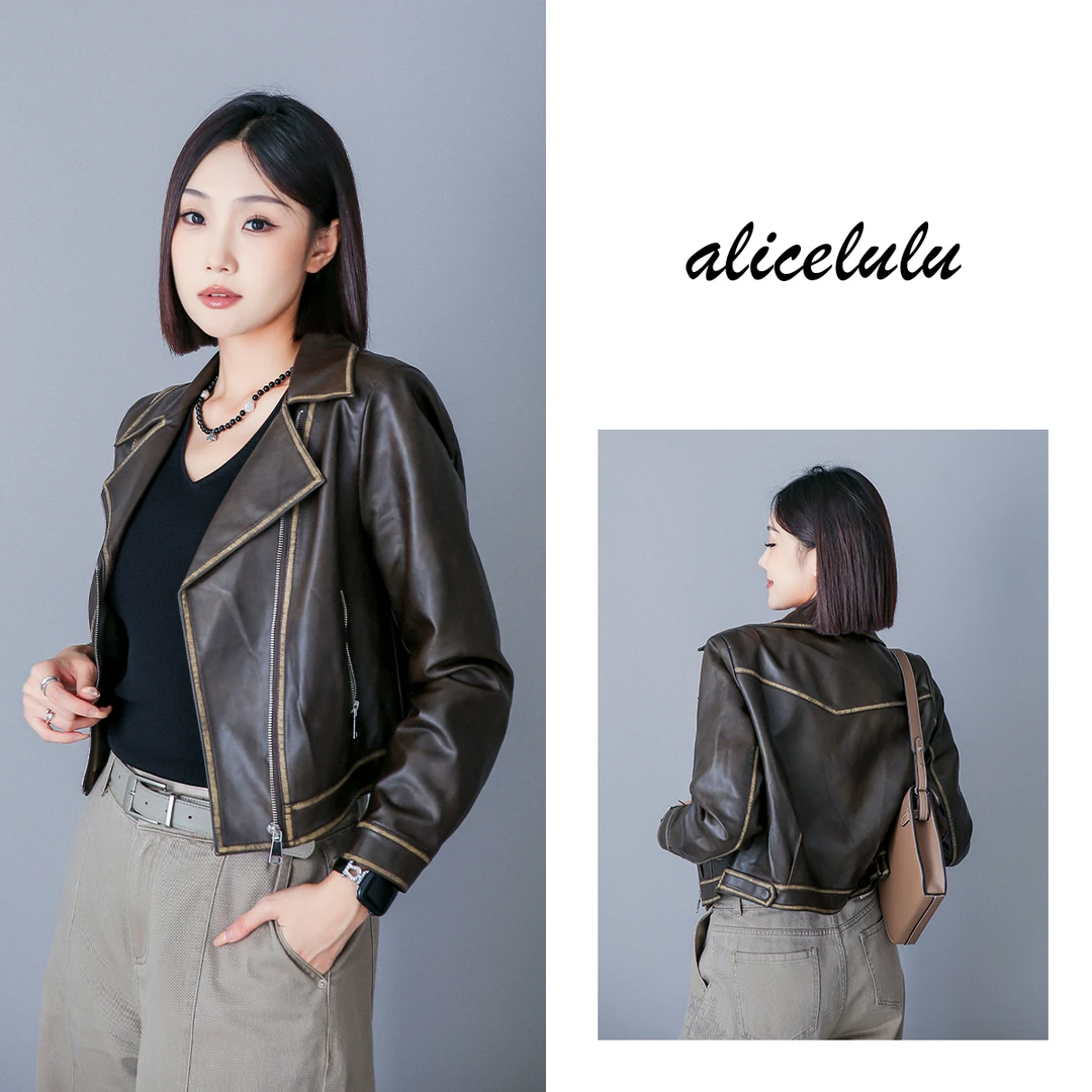 1 ALICE “潇洒走一回”短外套 优雅拼色 飒美翻领 S2139602Tr