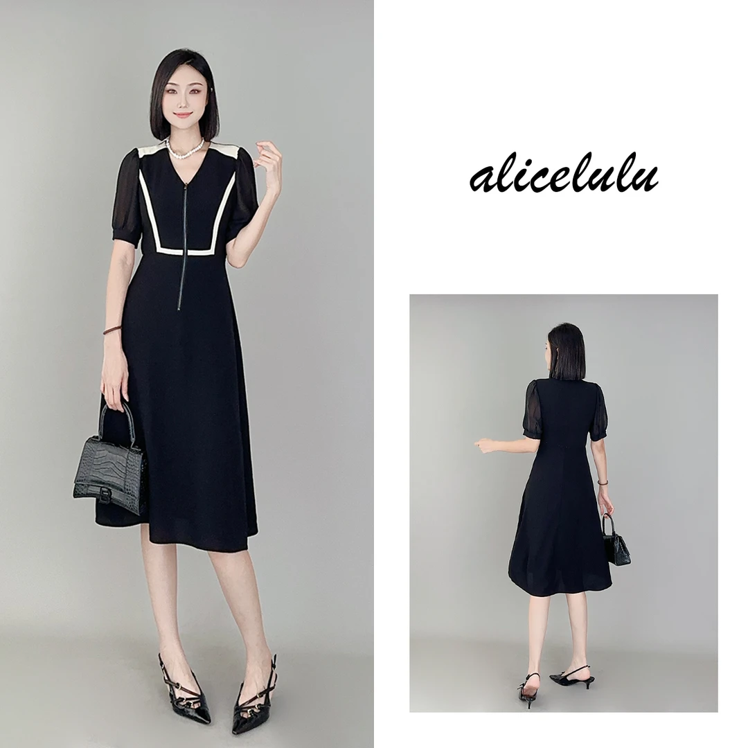 2 ALICE “优雅线条”连衣裙 拉链领 时髦通勤 S1034086Q