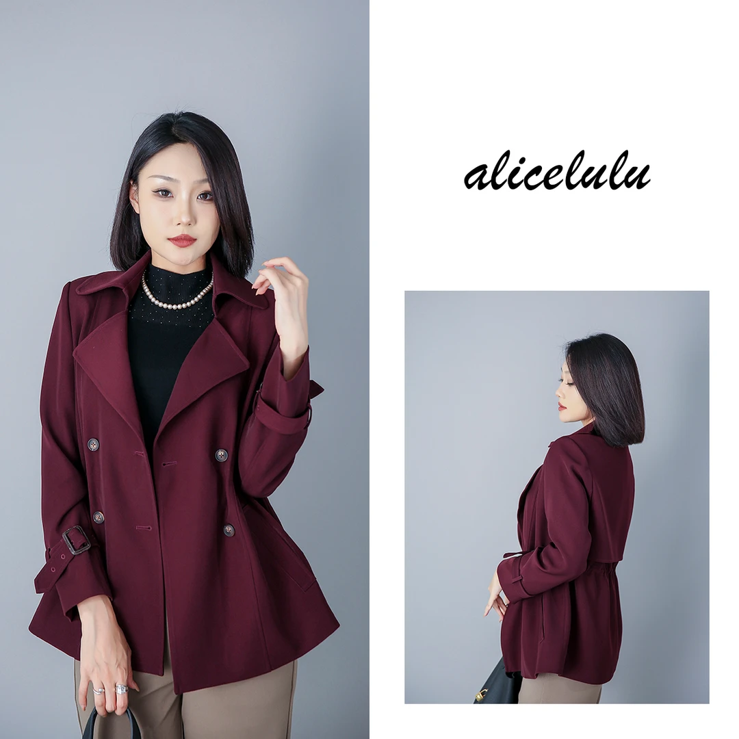 1 ALICE “时髦风向标”风衣 安可拉红 显瘦 S2139102A