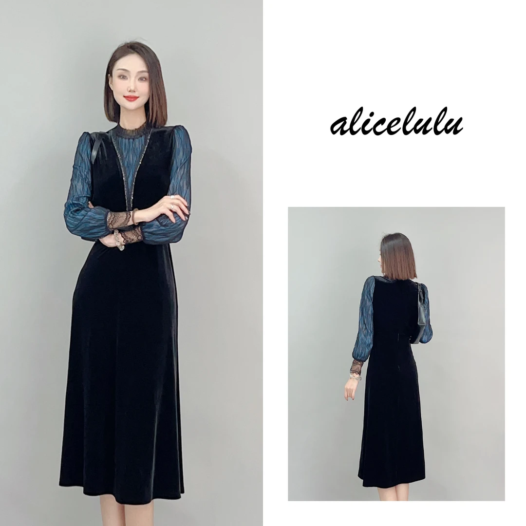 2 ALICE “海的女儿”连衣裙 柔光缎感 华美丝绒 S2141090W