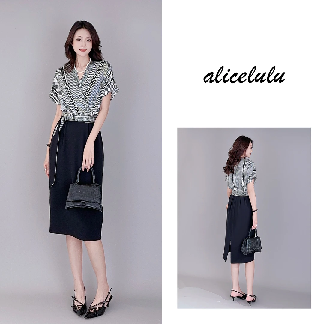 1 ALICE “假日风情”连衣裙 民族印花 显瘦拼接 S1033867A